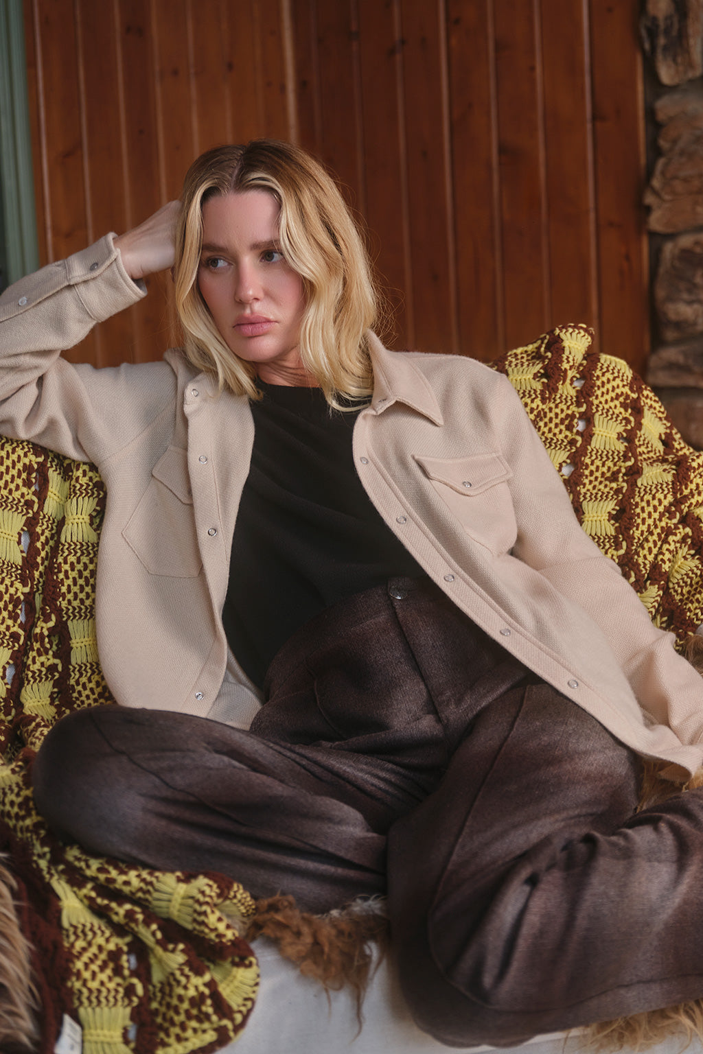 Pale Oat Solid Cashmere Shirt