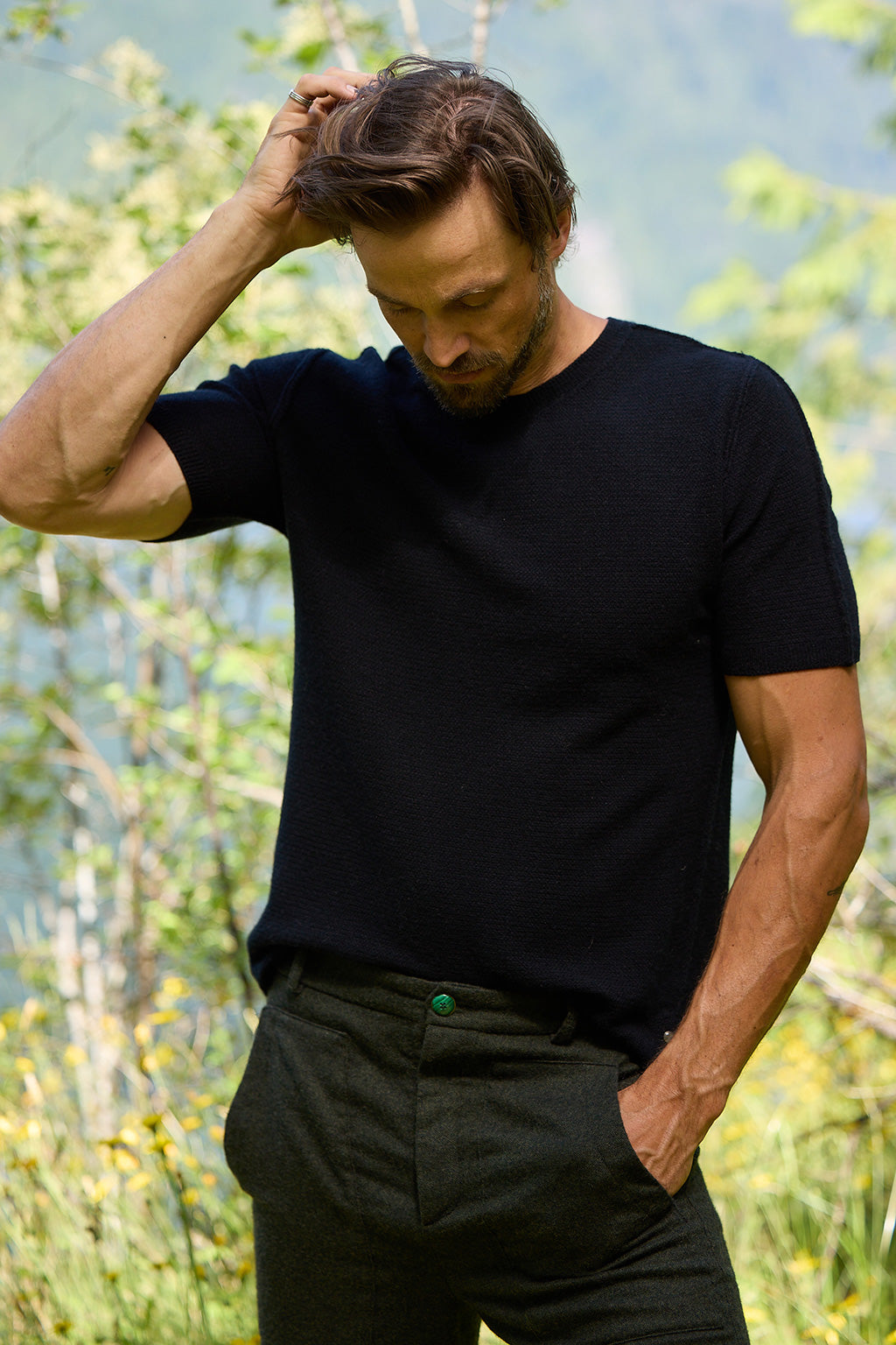 Black Signature Knit Cashmere T-Shirt