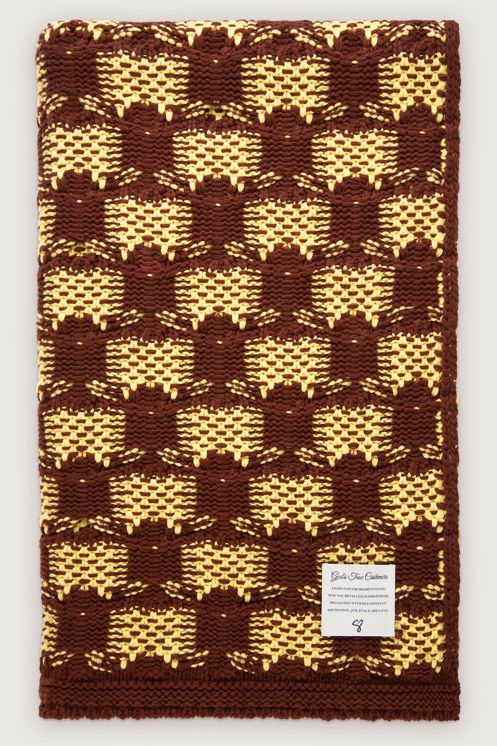 Brick Yellow Knit Crochet Cashmere Blanket