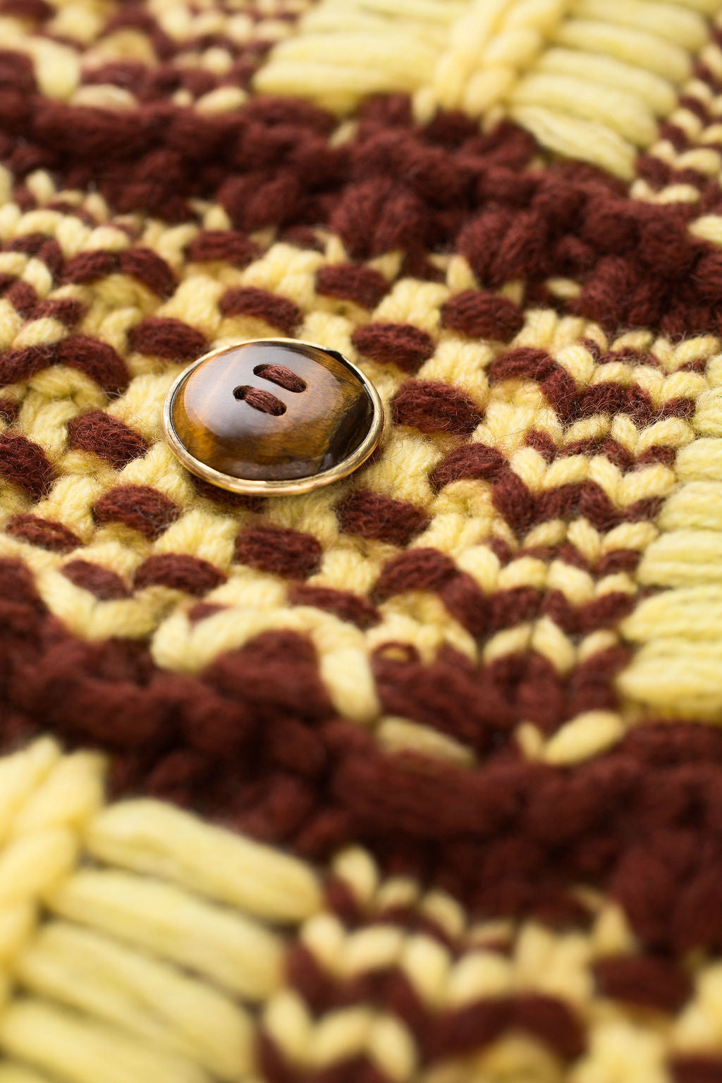 Brick Yellow Knit Crochet Cashmere Blanket
