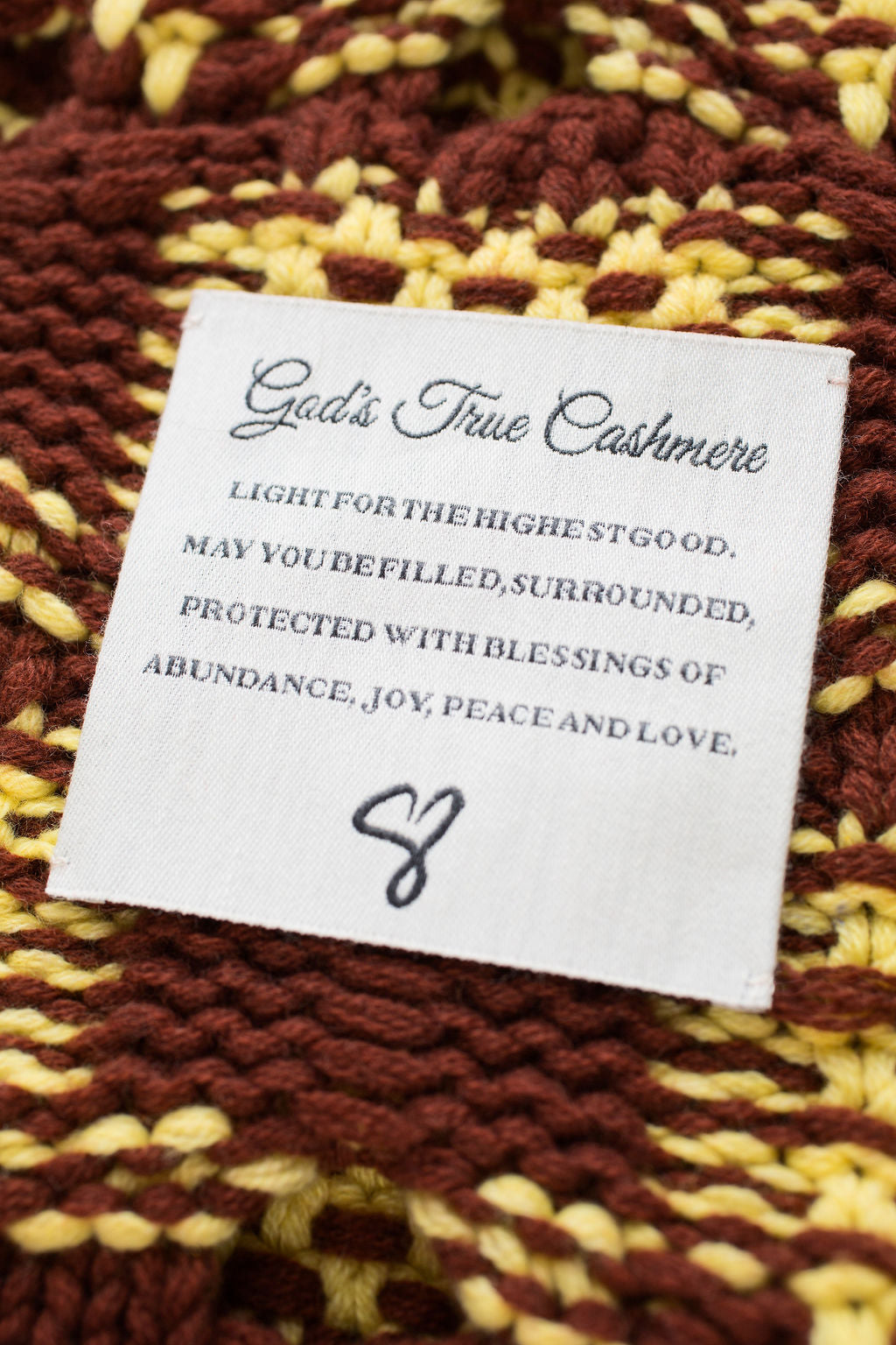 Brick Yellow Knit Crochet Cashmere Blanket