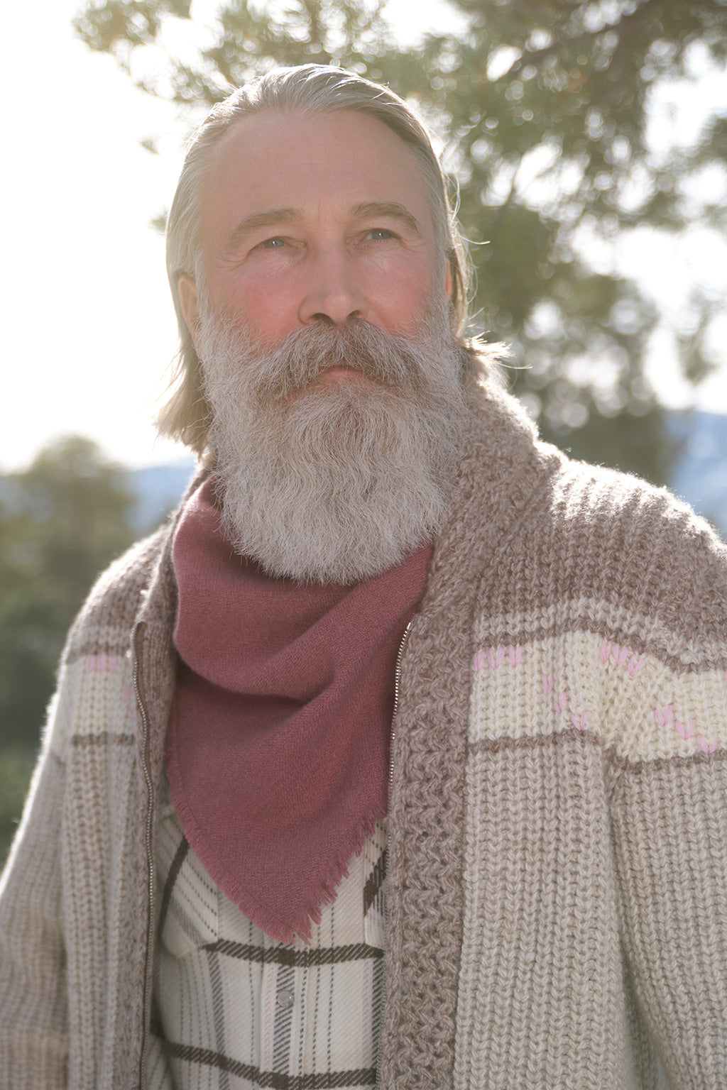 Rose Solid Cashmere Bandana