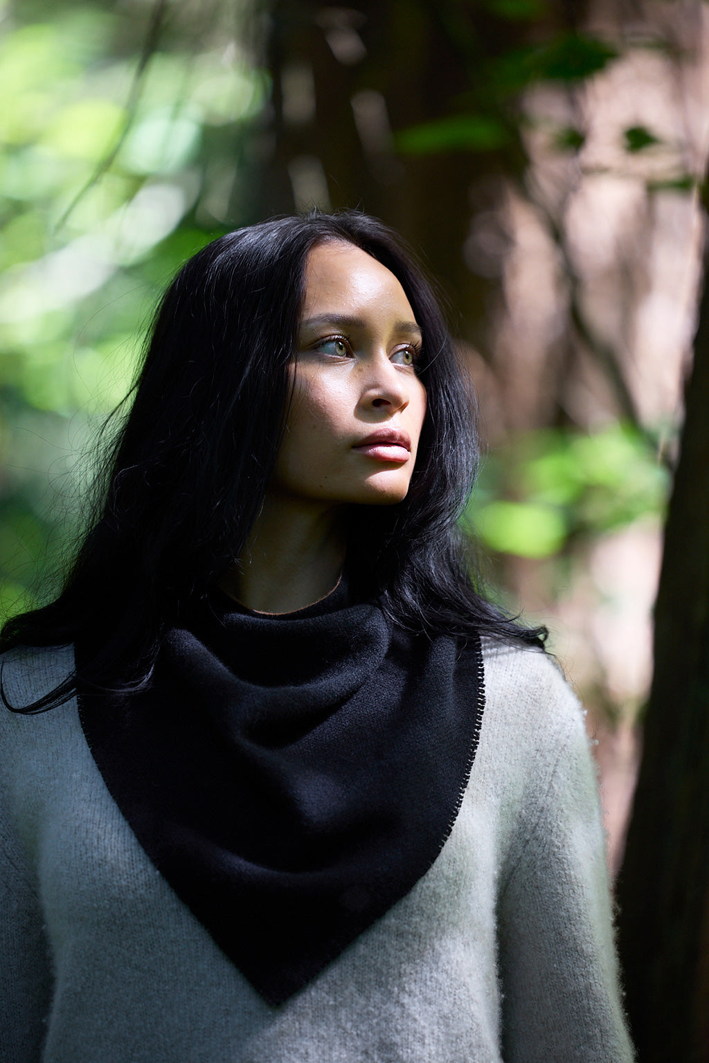Black Solid Cashmere Bandana