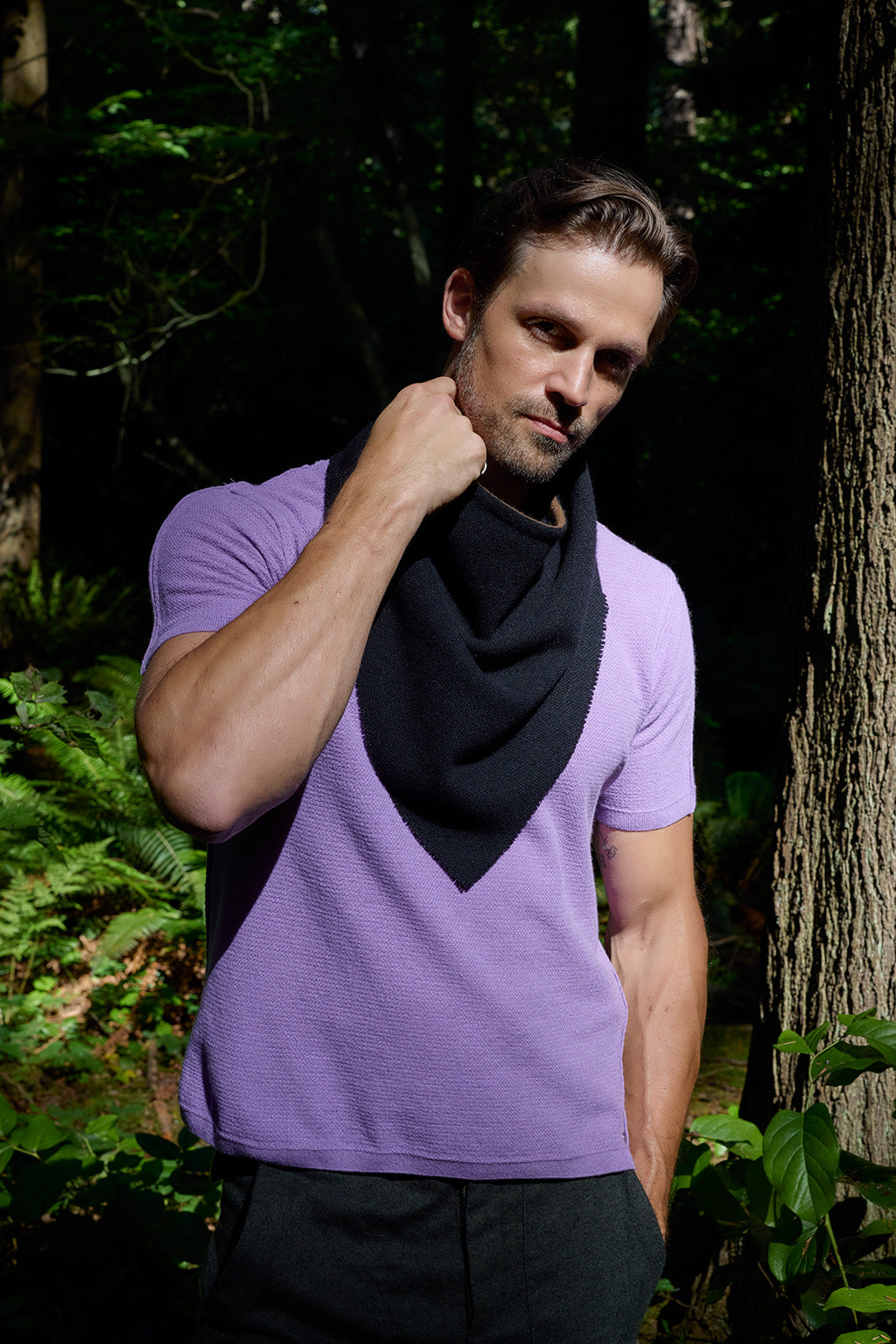 Black Solid Cashmere Bandana