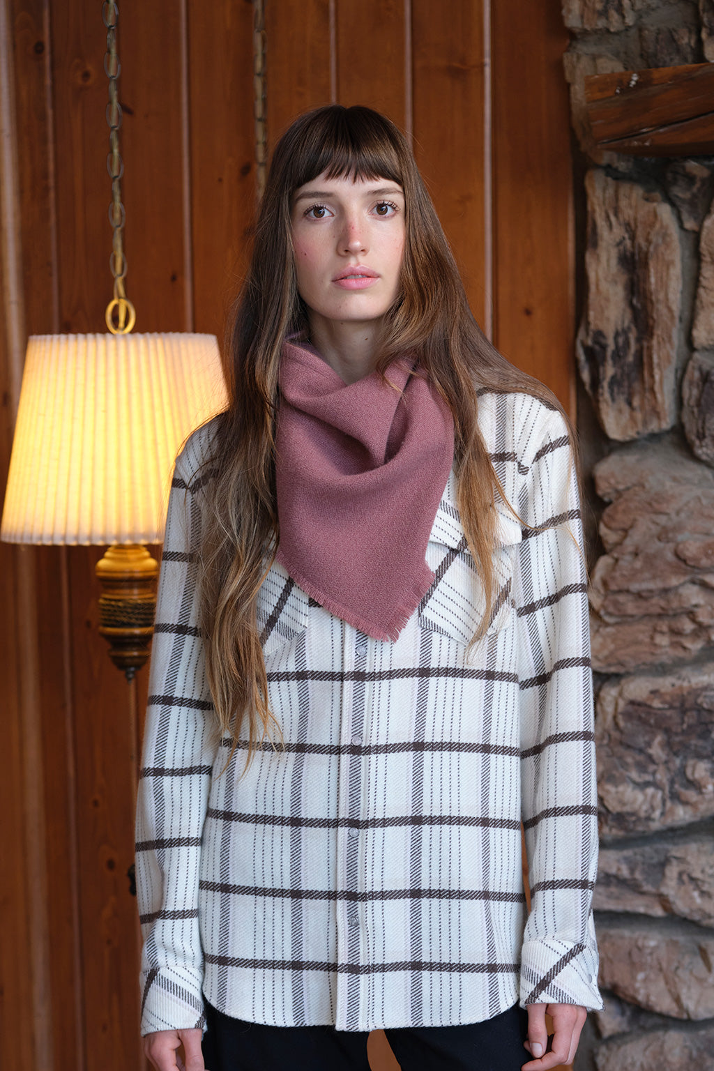 Rose Solid Cashmere Bandana