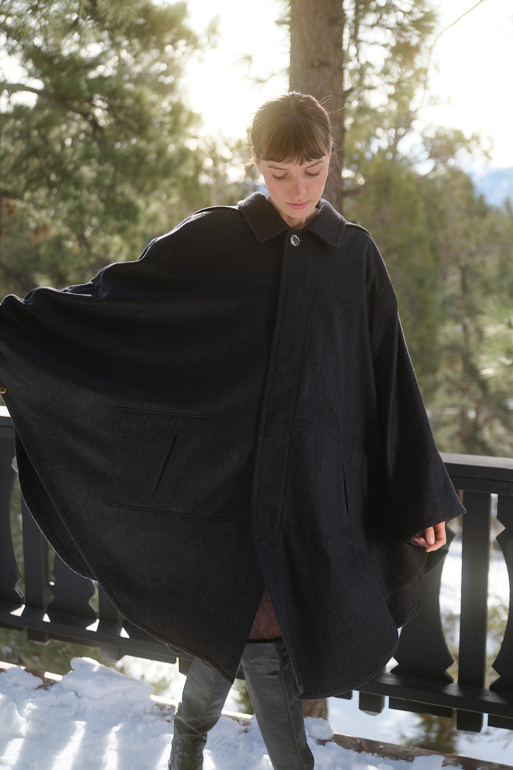 Charcoal Cashmere Riding Cape