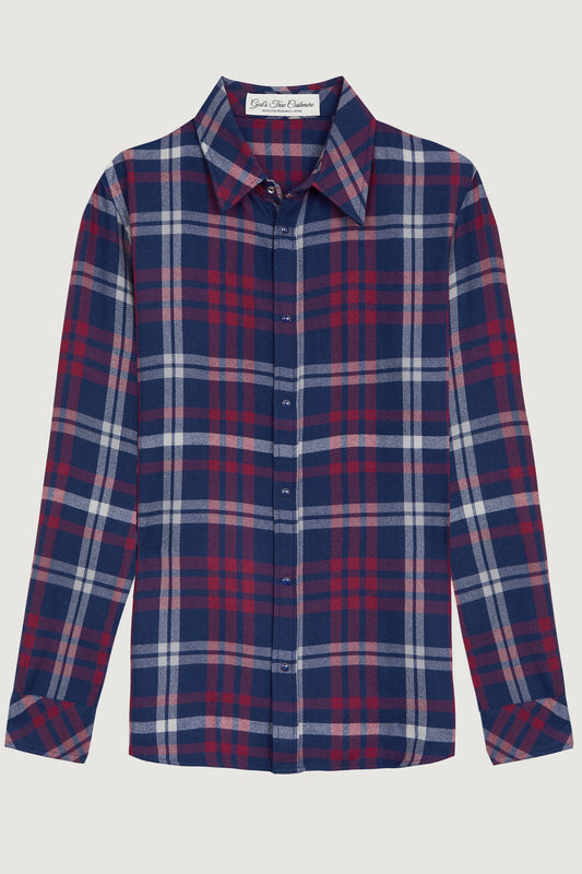 Navy Orchid Tartan Cashmere Shirt