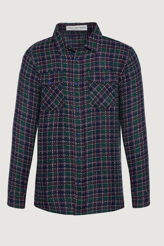 Blue Green Tartan Cashmere Shirt