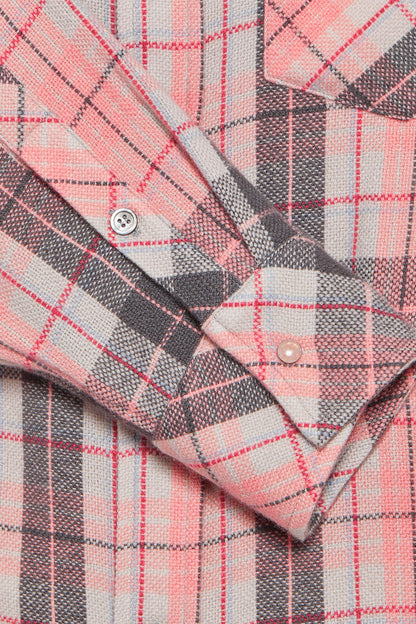 Pink Grey Tartan Cashmere Shirt