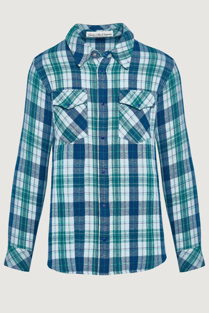 Teal Tartan Cashmere Shirt